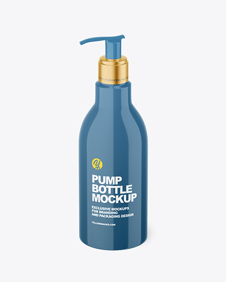 Glossy Bottle with Pump Mockup