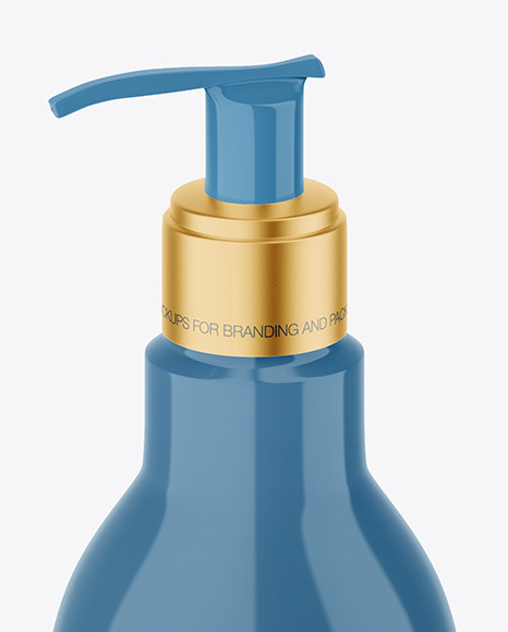 Glossy Bottle with Pump Mockup