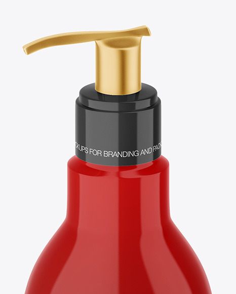 Glossy Bottle with Pump Mockup