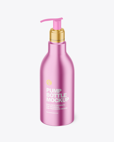 Matte Metallic Bottle with Pump Mockup