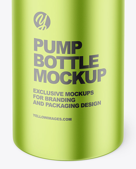 Matte Metallic Bottle with Pump Mockup