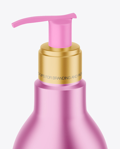 Matte Metallic Bottle with Pump Mockup