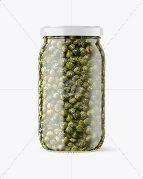 Clear Glass Jar with Capers Mockup