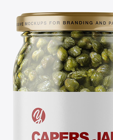 Clear Glass Jar with Capers Mockup