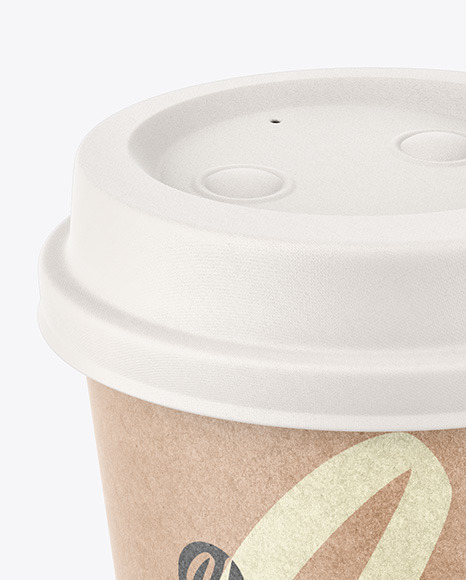 Kraft Coffee Cup with Biodegradable Lid Mockup