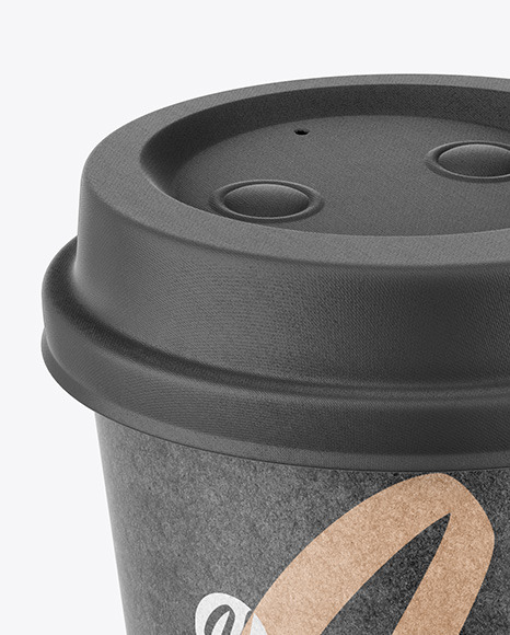 Kraft Coffee Cup with Biodegradable Lid Mockup