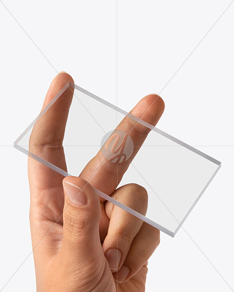 Transparent Business Card in a Hand Mockup