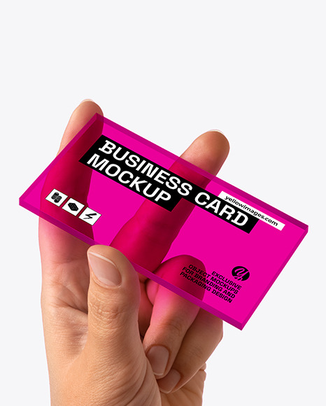 Transparent Business Card in a Hand Mockup