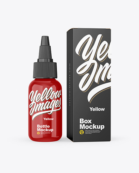 Glossy Plastic Bottle & Box Mockup