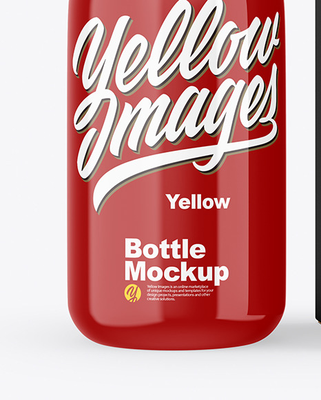 Glossy Plastic Bottle & Box Mockup