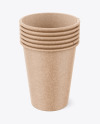 Stack of Kraft Coffee Cups Mockup