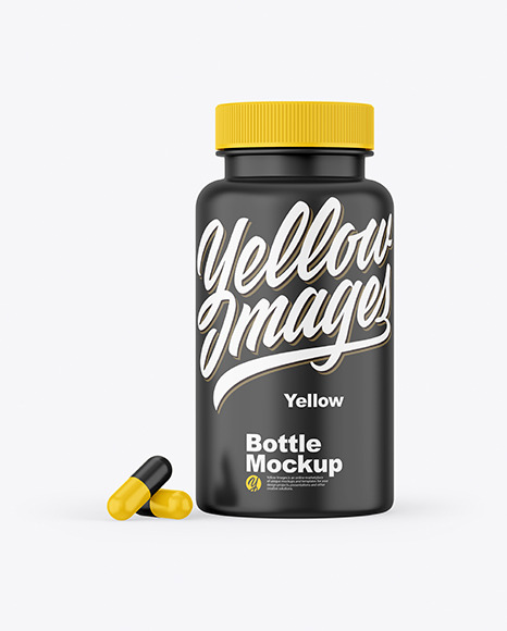 Matte Plastic Bottle &amp; Pills Mockup