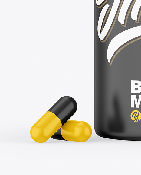 Matte Plastic Bottle &amp; Pills Mockup