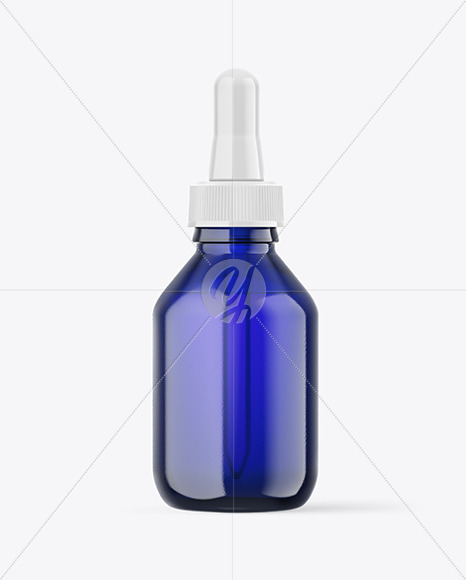 Blue Glass Dropper Bottle Mockup