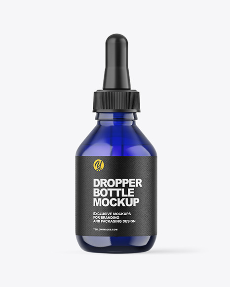 Blue Glass Dropper Bottle Mockup