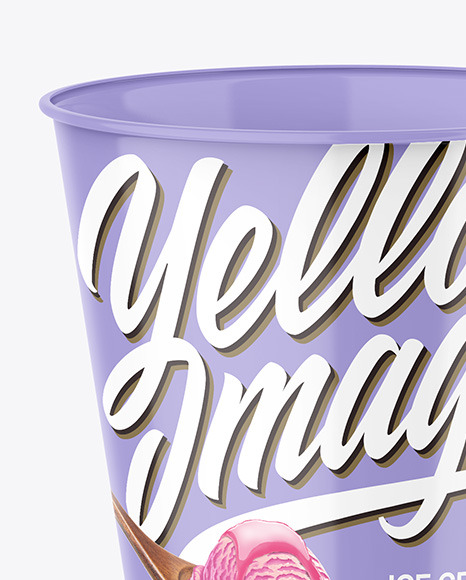 Opened Glossy Plastic Ice Cream Cup Mockup