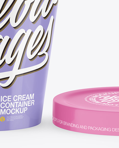 Opened Glossy Plastic Ice Cream Cup Mockup