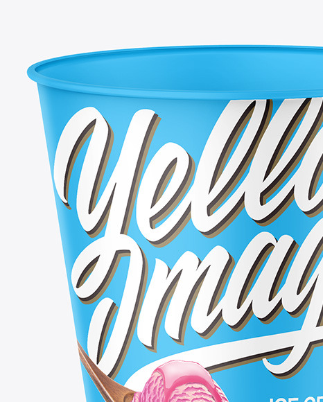 Opened Matte Plastic Ice Cream Cup Mockup