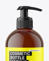 Amber Plastic Bottle with Pump Mockup Amber Plastic Bottle with Pump Mockup