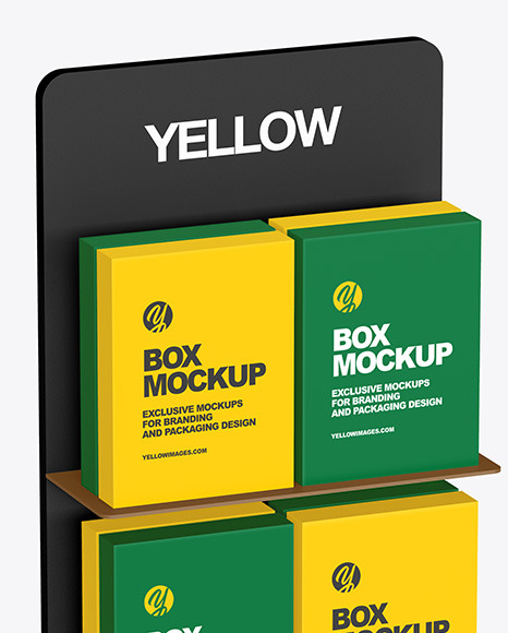 Display Stand With Boxes Mockup