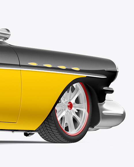 Retro Сoupe Car Mockup - Back Half Side View