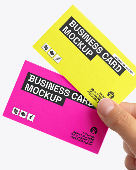 Business Cards in a Hand Mockup