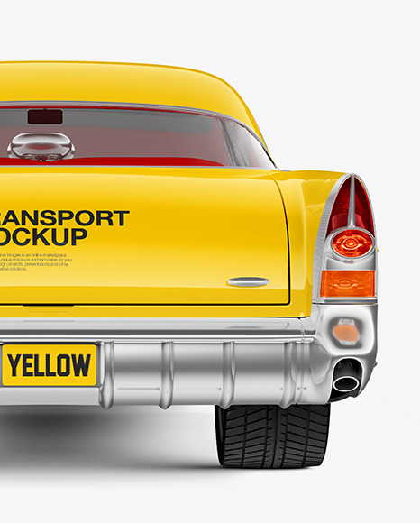 Retro Сoupe Car Mockup - Back View