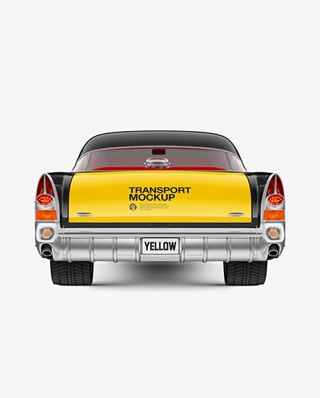 Retro Сoupe Car Mockup - Back View