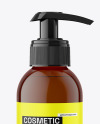 Amber Plastic Bottle with Pump Mockup