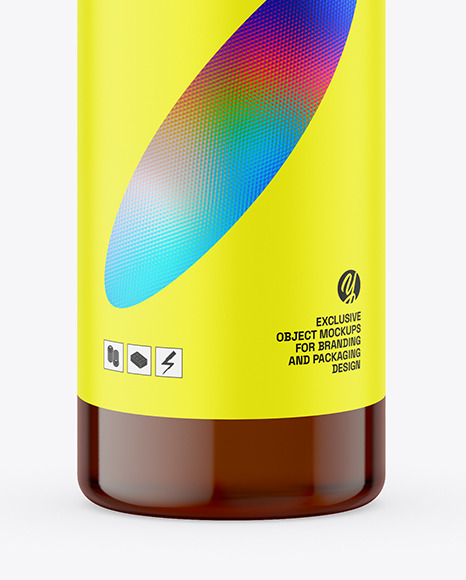 Amber Plastic Bottle with Pump Mockup