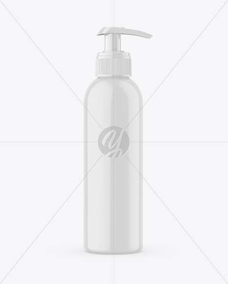 Glossy Plastic Bottle with Pump Mockup