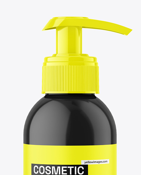 Glossy Plastic Bottle with Pump Mockup