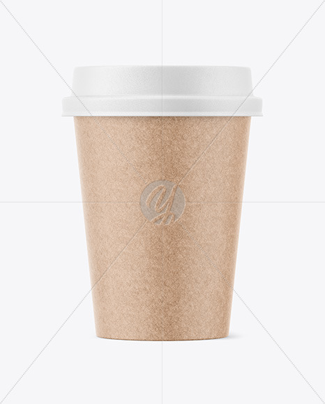 Kraft Coffee Cup with Biodegradable Lid Mockup