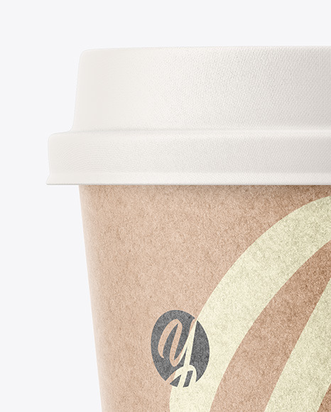 Kraft Coffee Cup with Biodegradable Lid Mockup