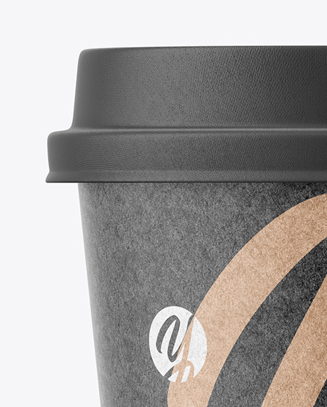 Kraft Coffee Cup with Biodegradable Lid Mockup