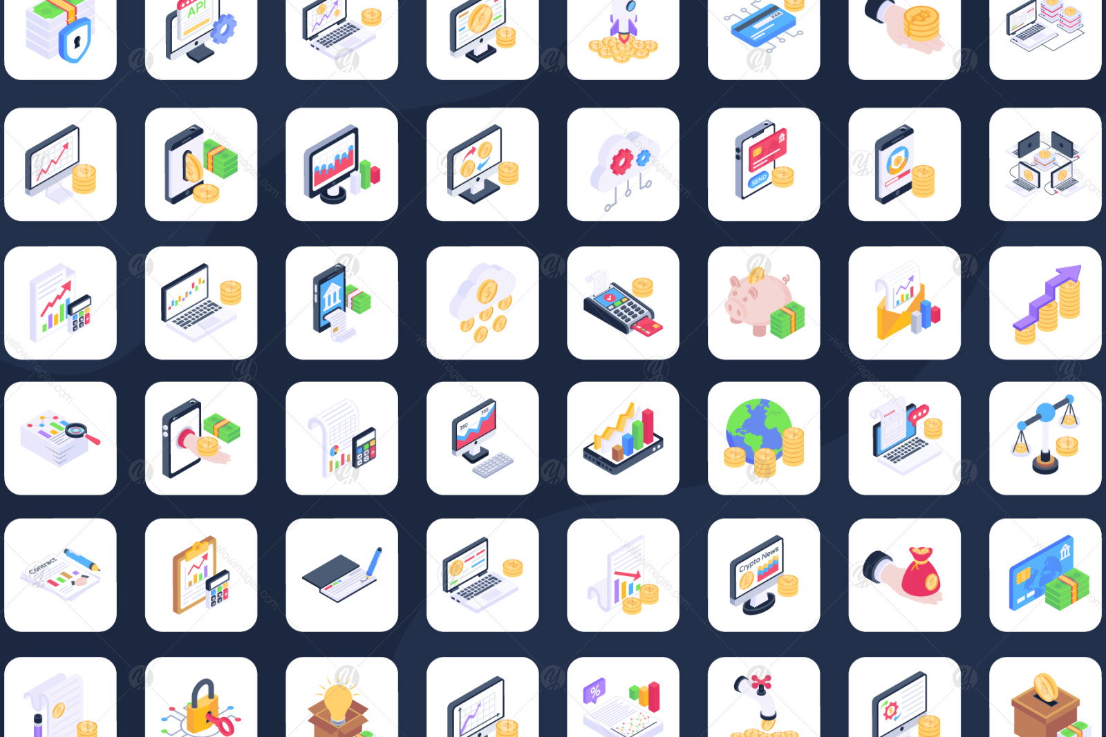 100 Fintech isometric icons