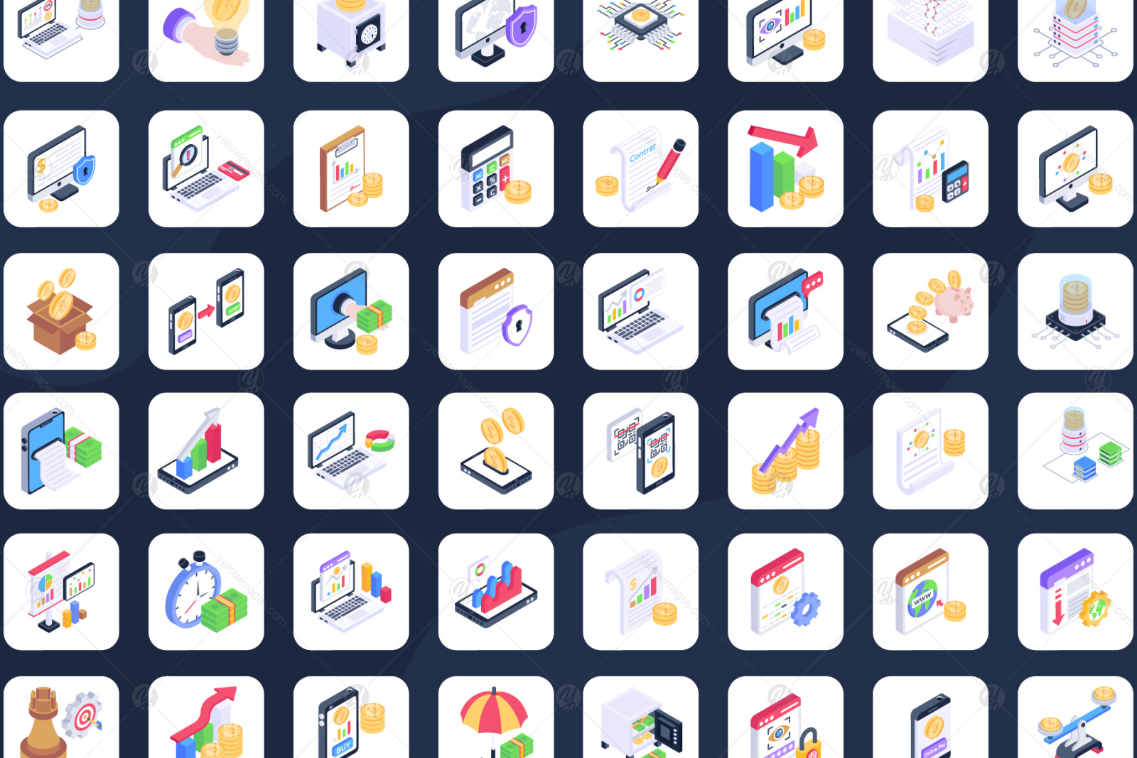 100 Fintech isometric icons