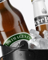 Amber Beer Bottles in a Bucket Mockup