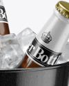 Amber Beer Bottles in a Bucket Mockup