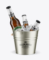 Amber Beer Bottles in a Bucket Mockup