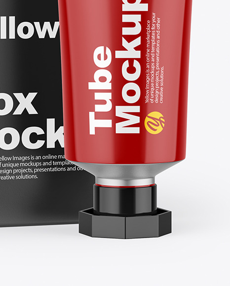 Glossy Cosmetic Tube & Box Mockup