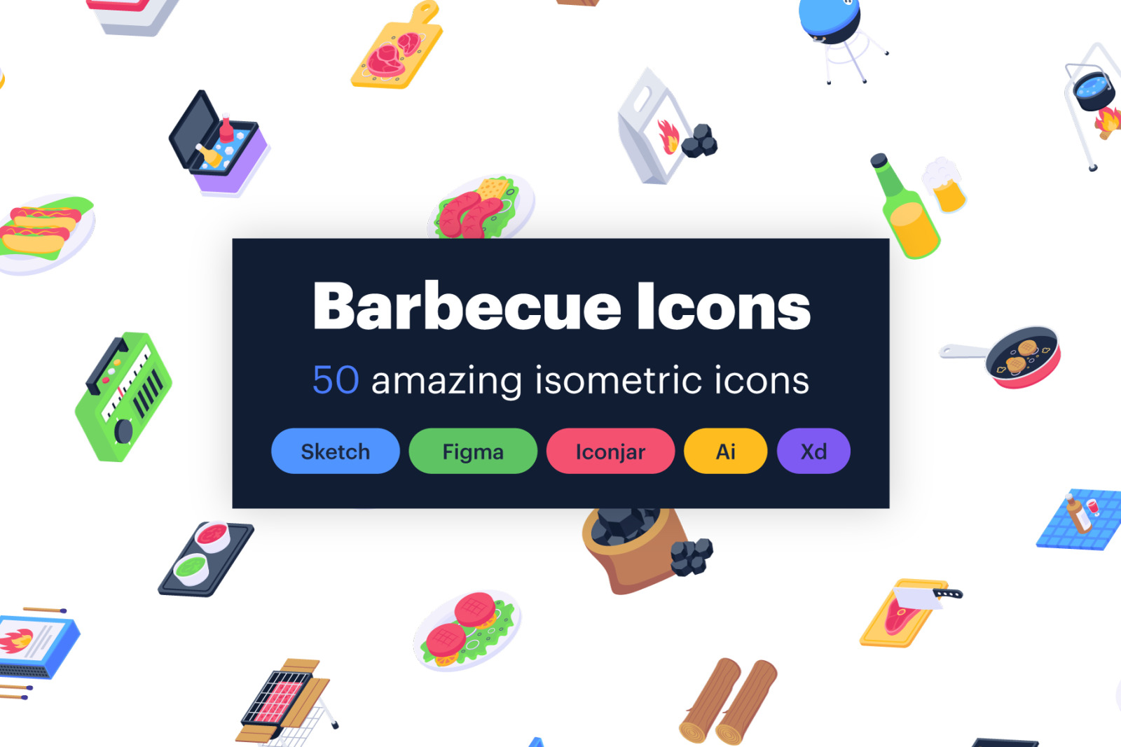 50 Isometric Barbecue Vector Icons 50 Isometric Barbecue Vector Icons