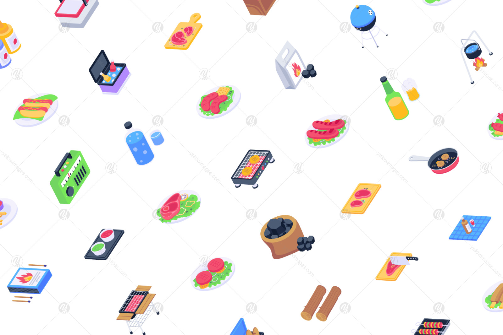 50 Isometric Barbecue Vector Icons 50 Isometric Barbecue Vector Icons