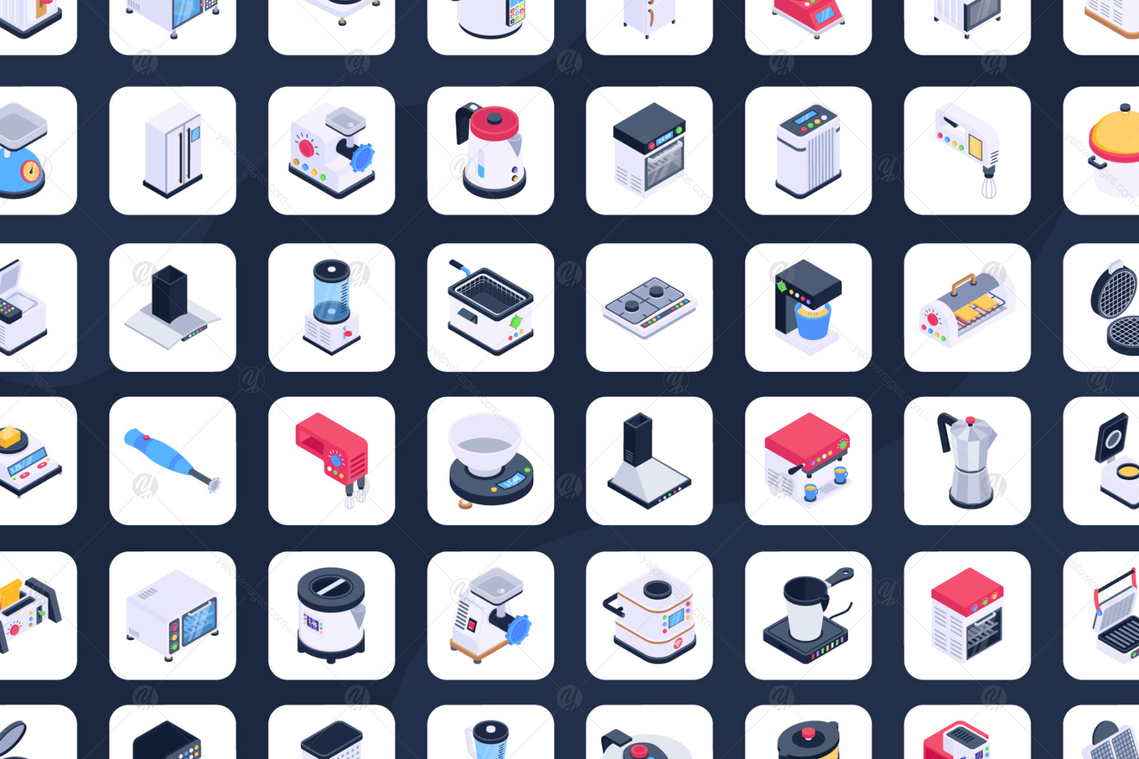 50 Isometric Kitchen Appliance Icon