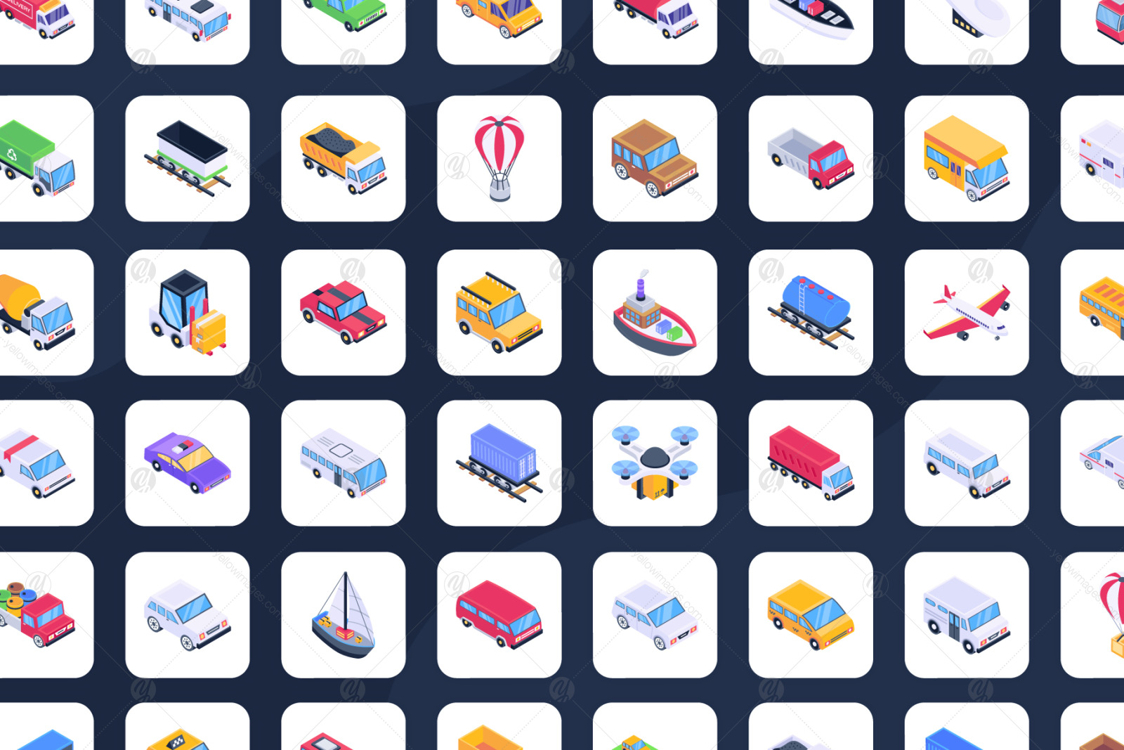 50 Isometric Transportation Icons