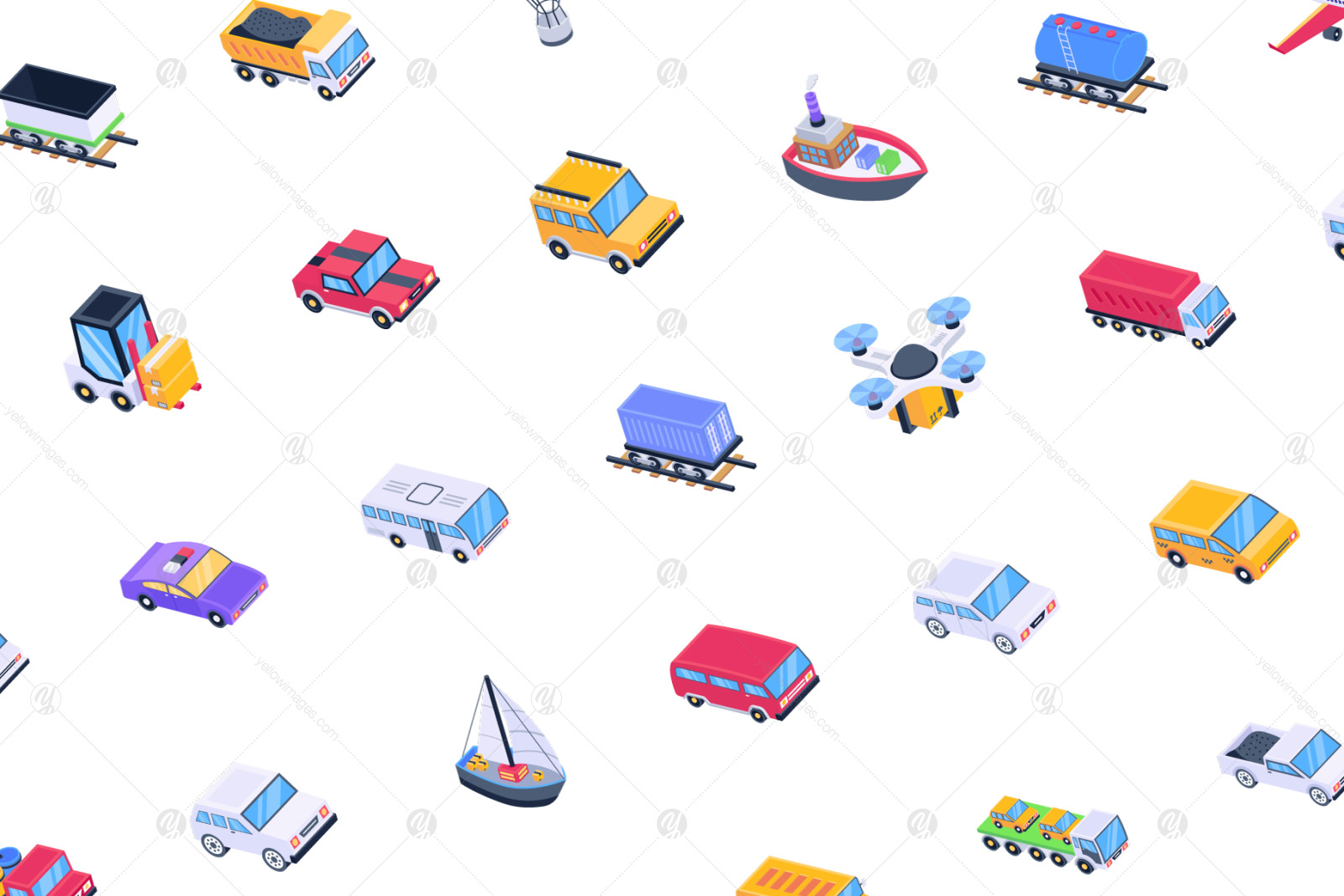 50 Isometric Transportation Icons 50 Isometric Transportation Icons