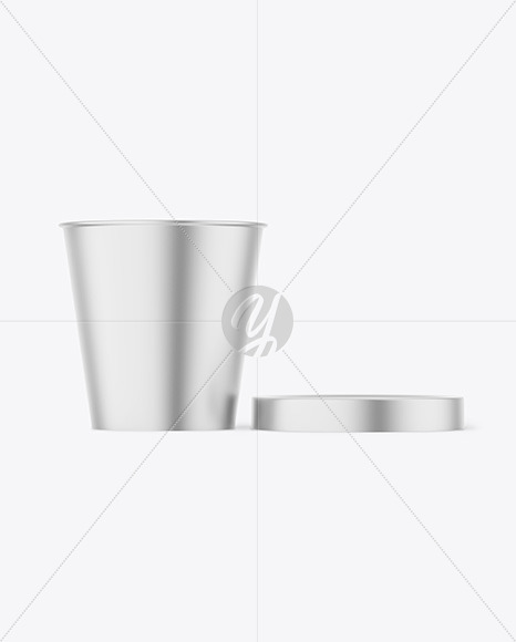 Opened Matte Metallic Ice Cream Cup Mockup