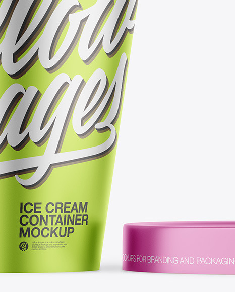 Opened Matte Metallic Ice Cream Cup Mockup