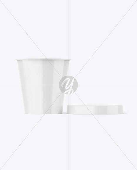 Opened Glossy Plastic Ice Cream Cup Mockup