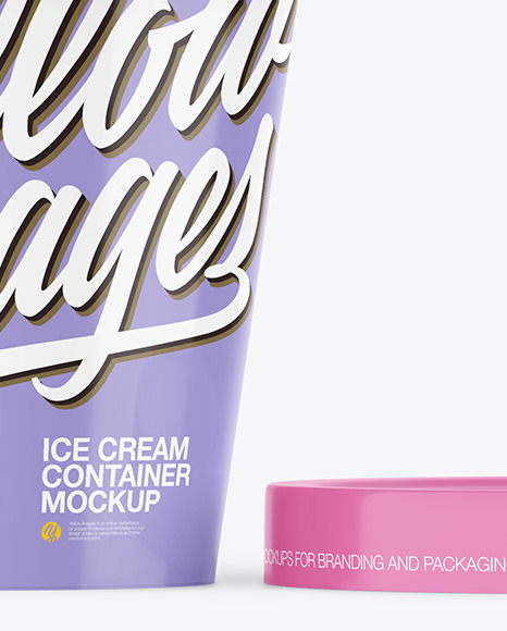 Opened Glossy Plastic Ice Cream Cup Mockup